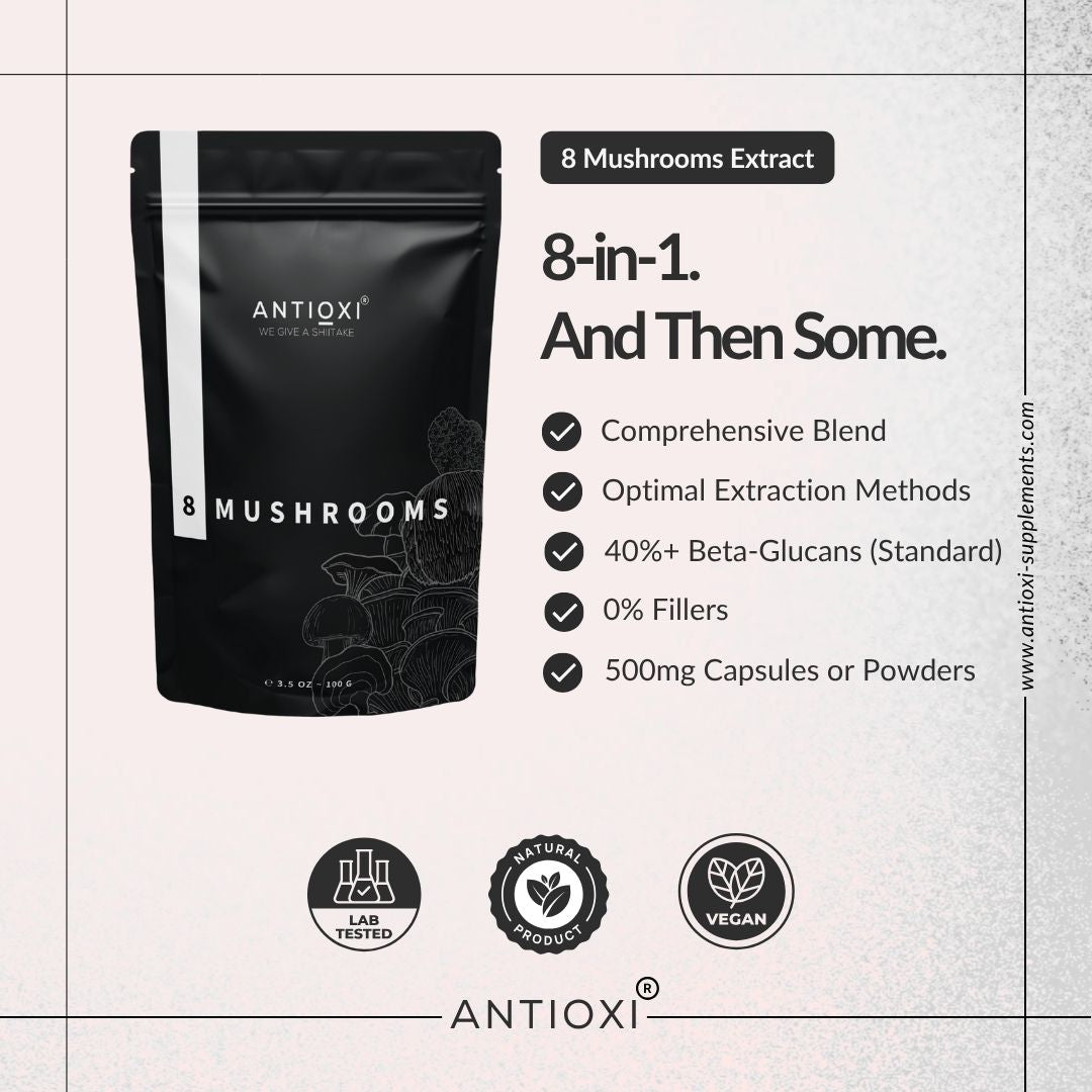 8 Mushrooms Blend - 90 Kapsler á 500mg