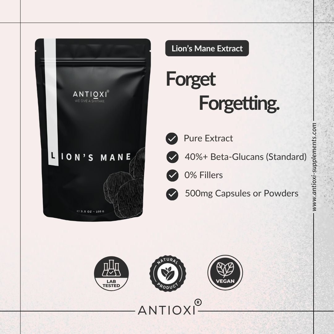 Lions Mane Premium Svampetilskud - 90 Kapsler á 500mg