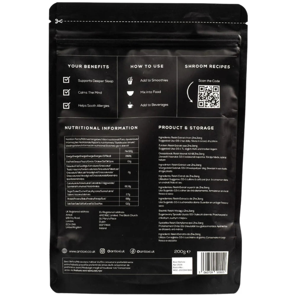 Antioxi Reishi Svampetilskud 90 Kapsler á 500mg - Premium Kvalitet