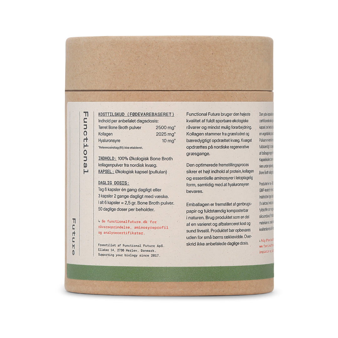 Økologisk Bone Broth Kollagen Kapsler - Premium Kvalitet