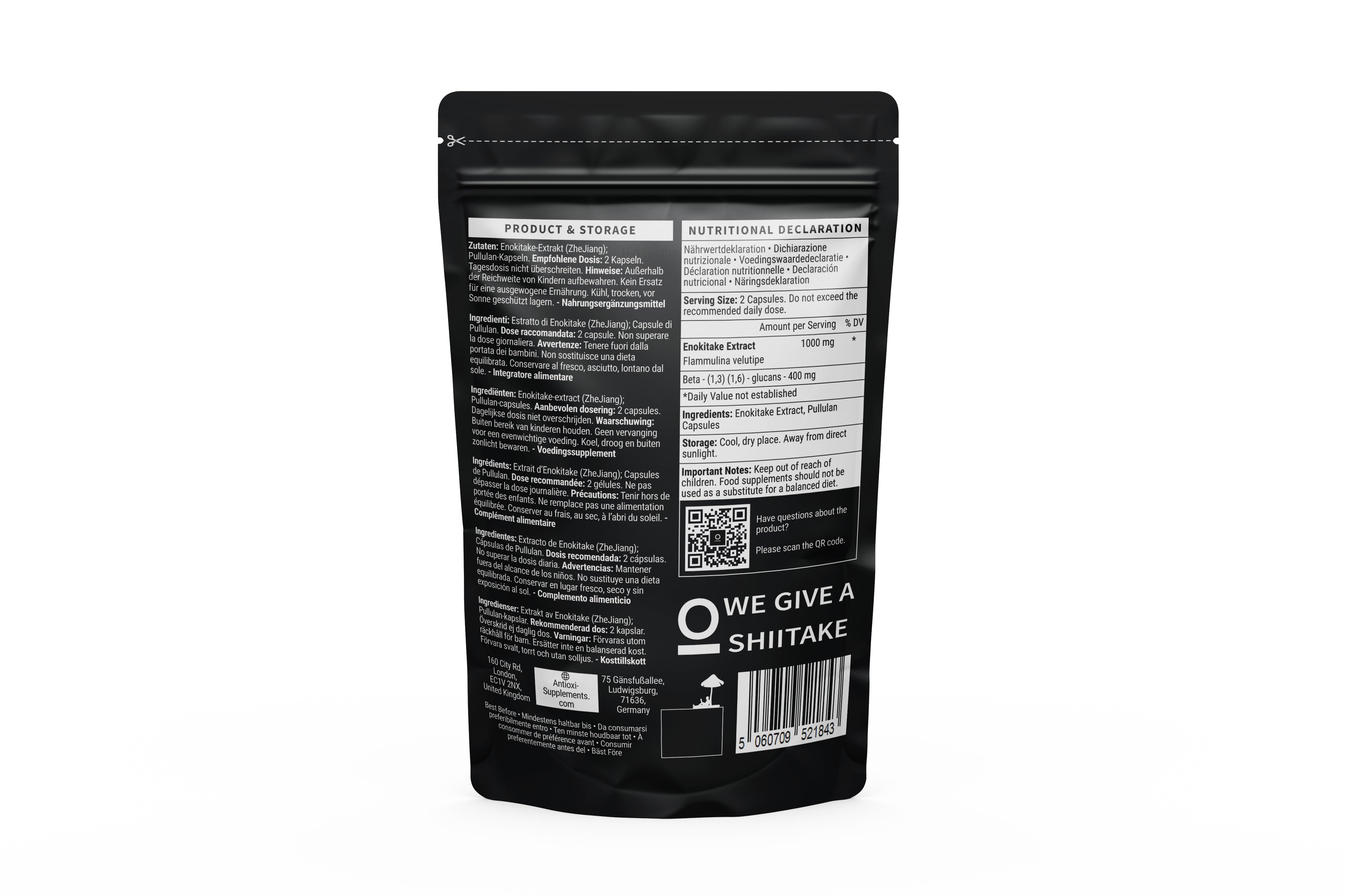 Enokitake Mushroom Premium Svampetilskud - 90 Kapsler á 500mg