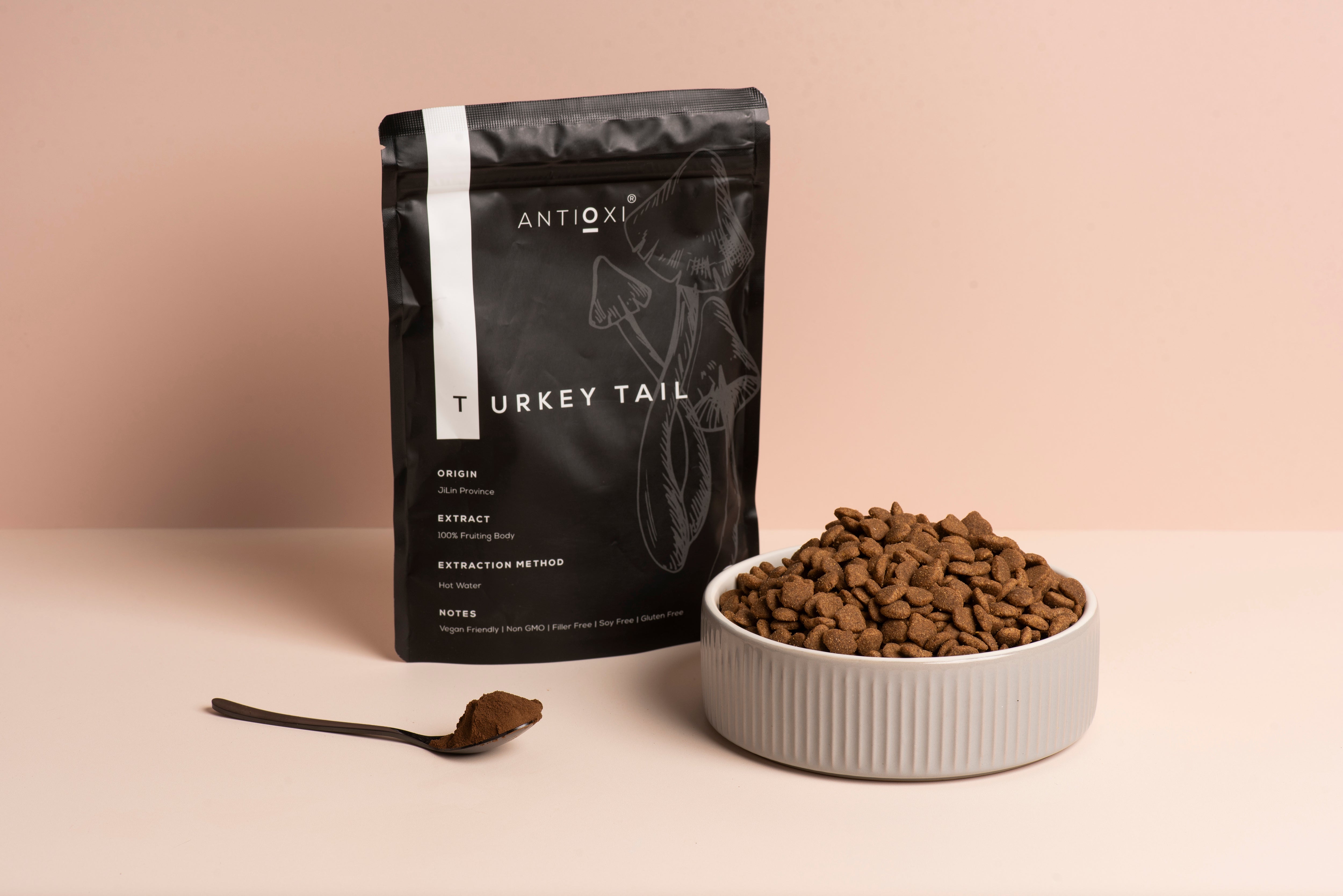 Turkey Tail Svampeekstrakt til Kæledyr 100g - Premium Pulver fra Antioxi