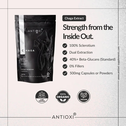 Chaga Premium Svampetilskud - 90 Kapsler á 500mg