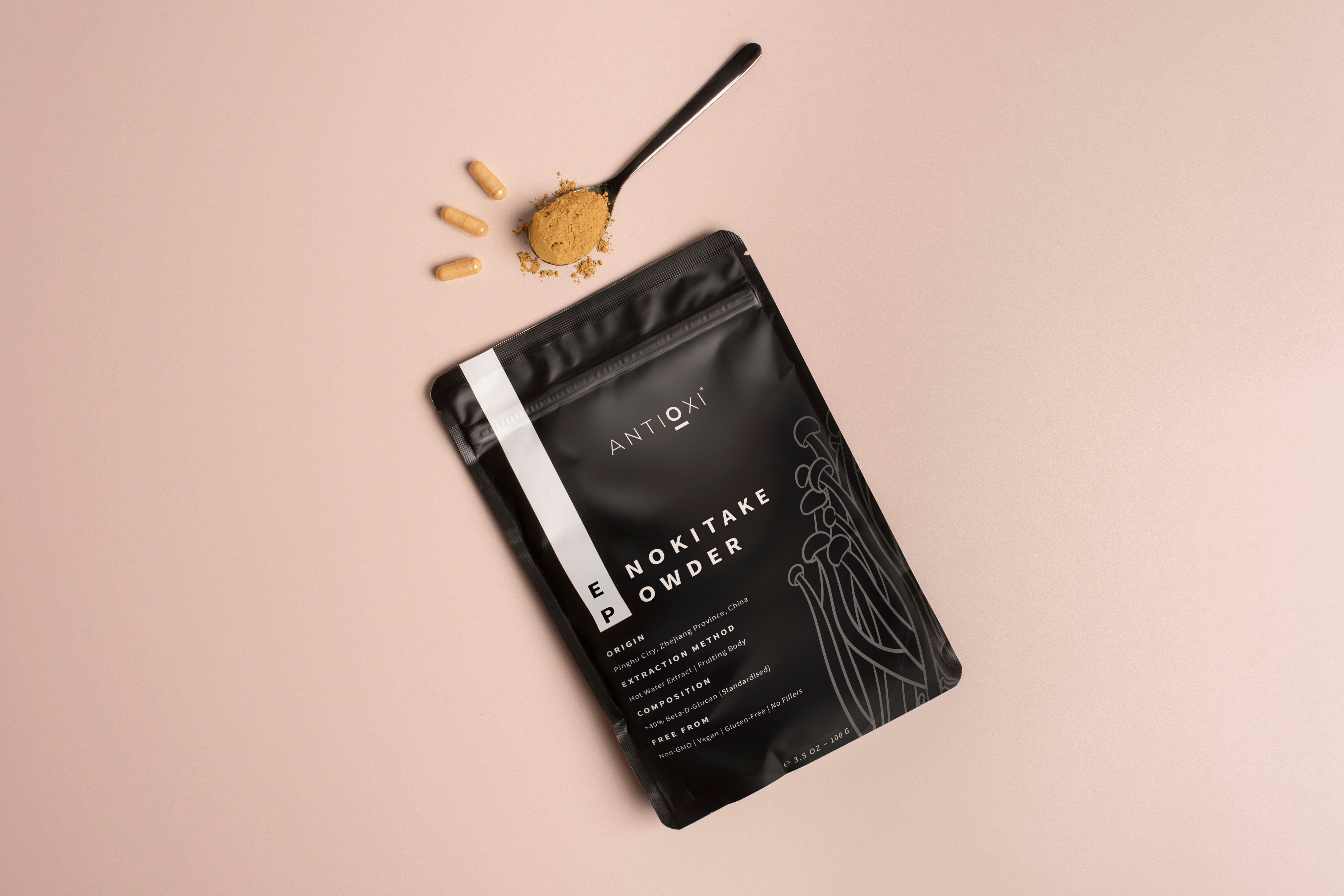 Enokitake Svampetilskud - Premium Pulver 100g | Antioxi